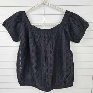 EXPRESS Black Cropped Lined Top